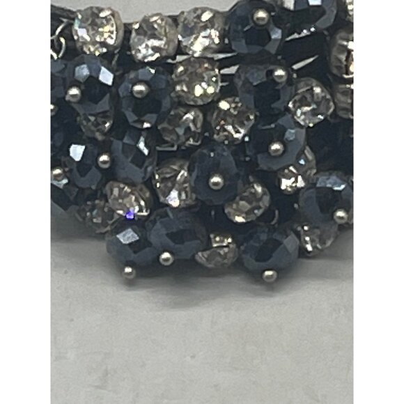 bracelet beaded strings silver color black clear circle 7.5" READ - Picture 2 of 7